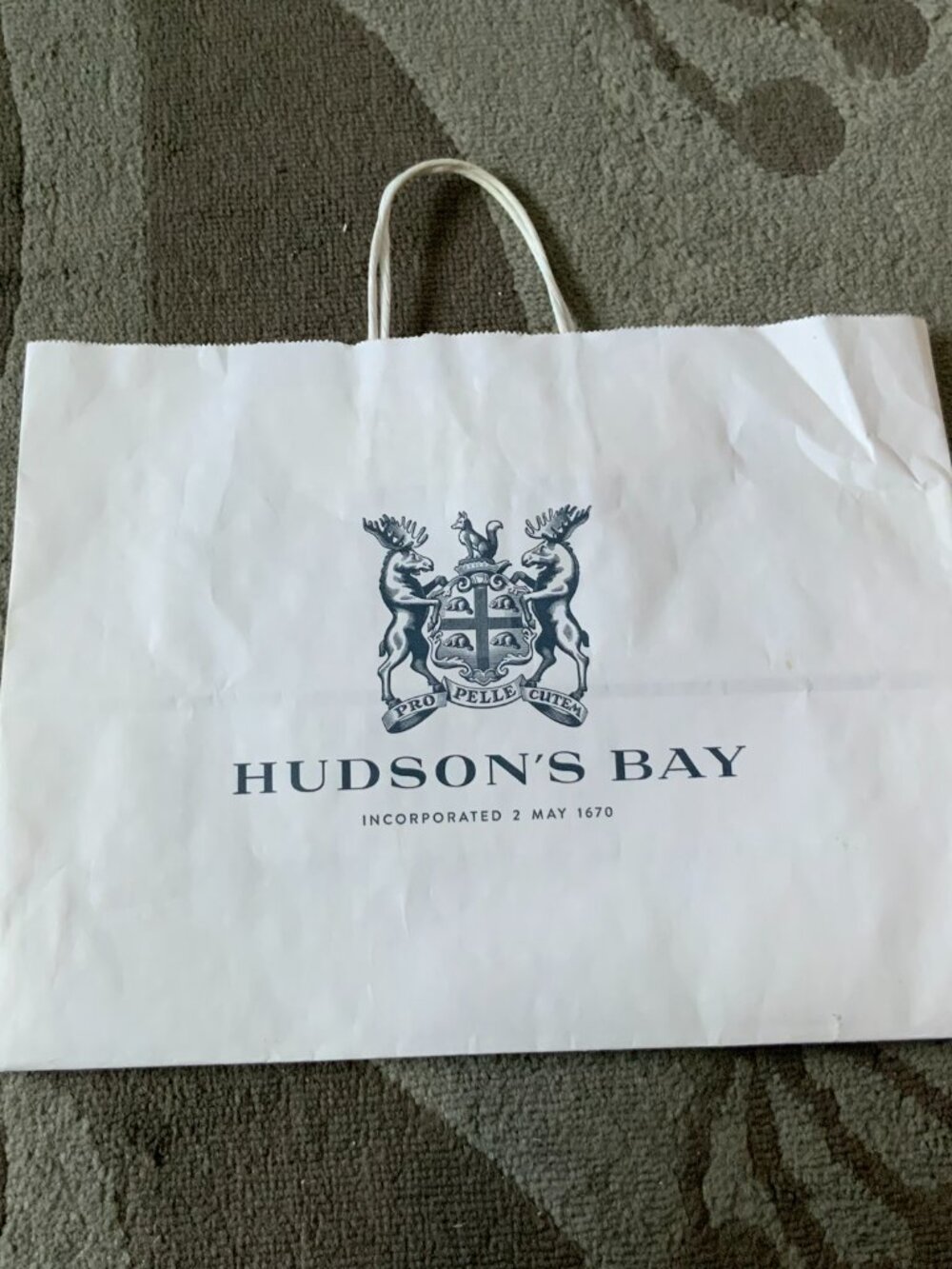 HUDSON'S BAY WHITE PAPER SHOPPING BAG